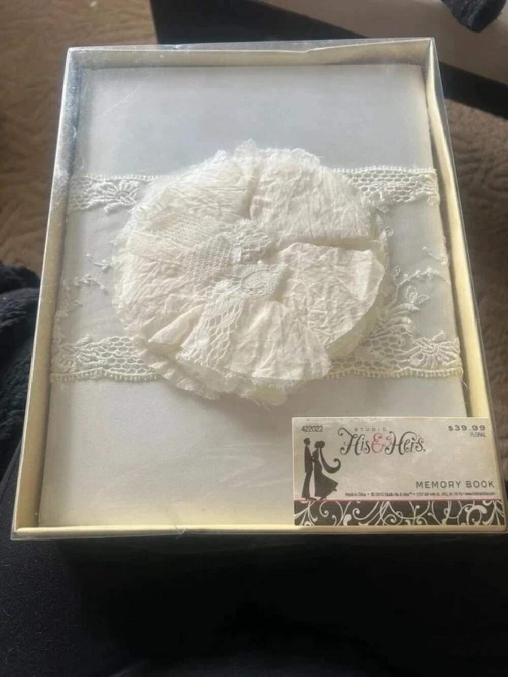 His & Hers Cream Lace Wedding Book